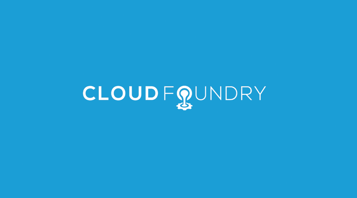 Cloud Foundry logo in white on a blue background